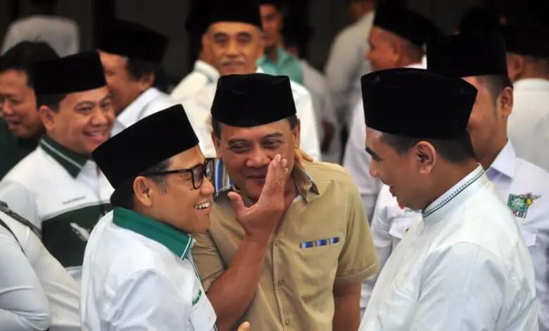 Gubernur dan Wakil Gubernur Jateng terpilih, Ahmad Luthfi dan Gus taj Yasin saat bertemu dengan Ketum PKB, Muhaimin Iskandar di Grand Rama Shinta Hotel Patra Semarang.