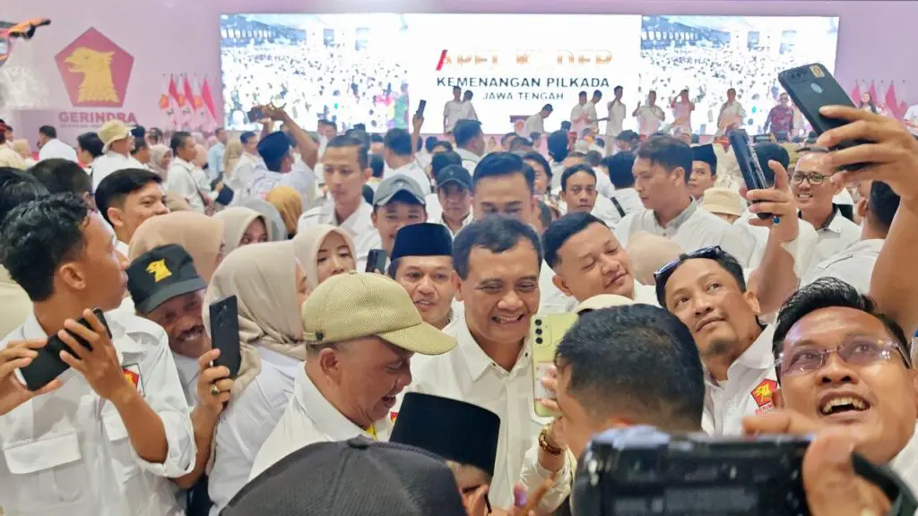 Gubernur Terpilih Ahmad Luthfi saat menghadiri apel kader pemenangan Gerindra di Kota Semarang.