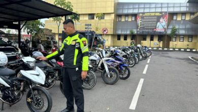 Puluhan Motor Knalpot Brong Dikandangkan di Polres Sukoharjo